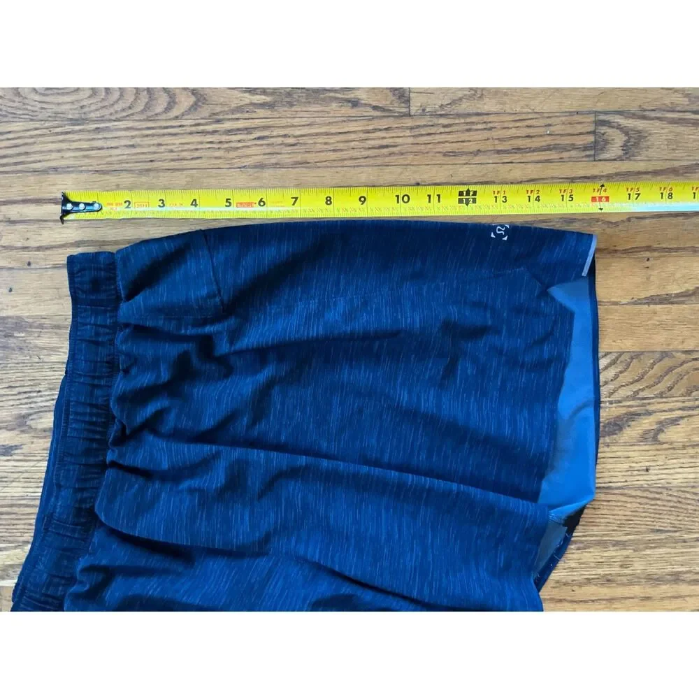 Lululemon Athletica Blue Heathered Lined Surge Running Gym Shorts  Mens Size XL